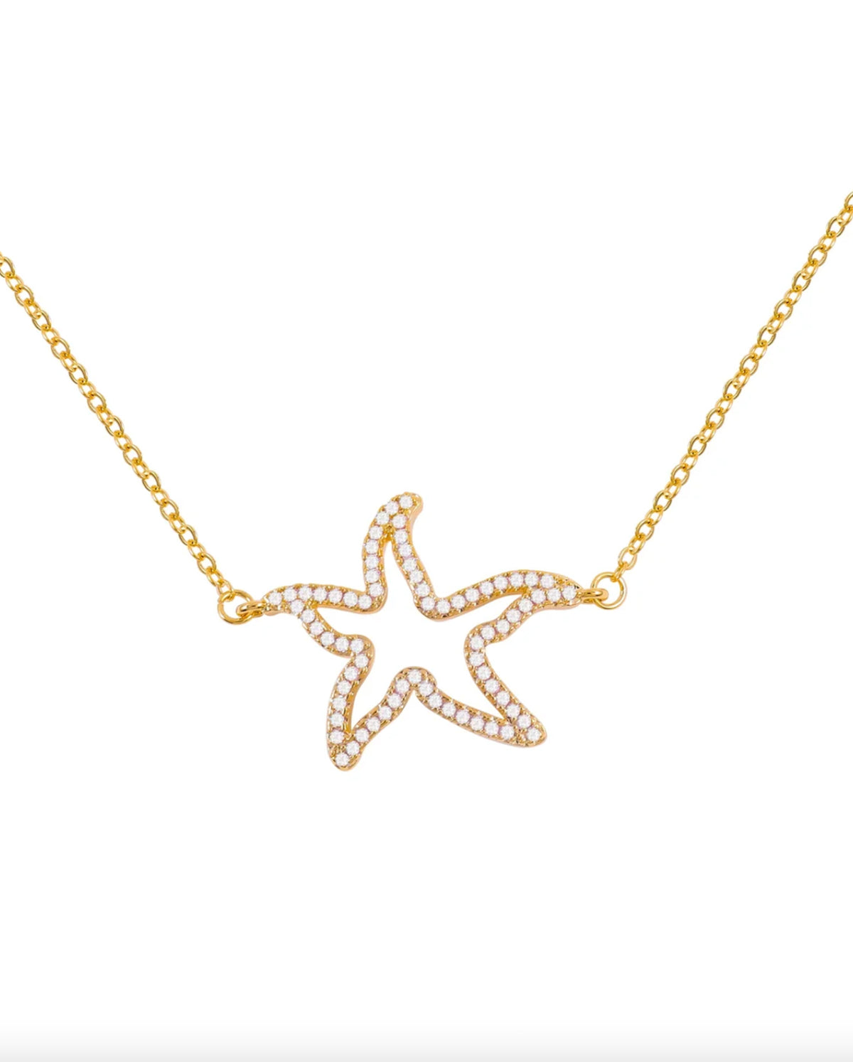 Sea Star Bling Necklace In Gold