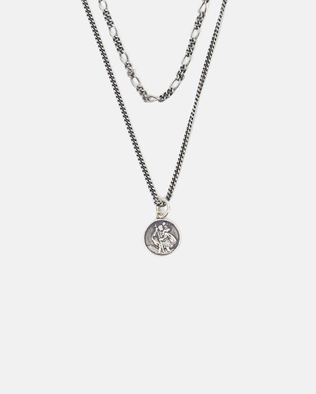Silver St Christopher Multi Chain Necklace