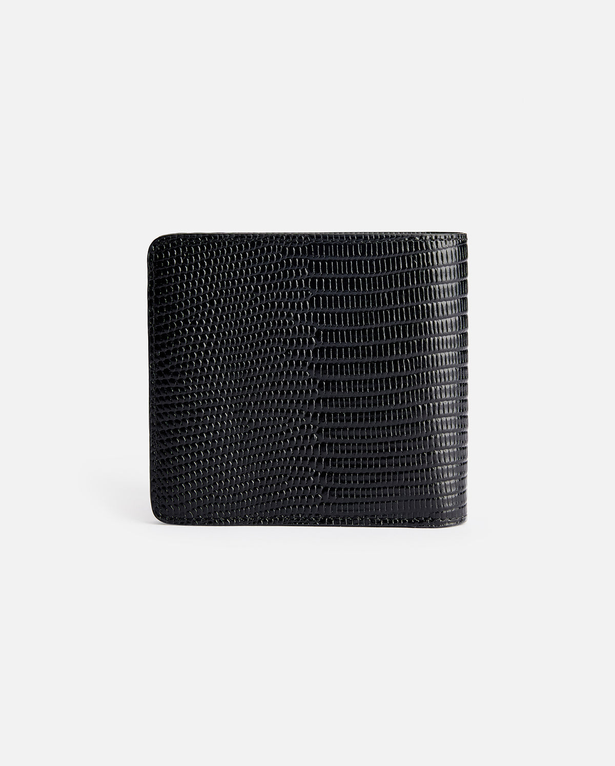 Ami Lizard Embossed Leather Folded Wallet - Black