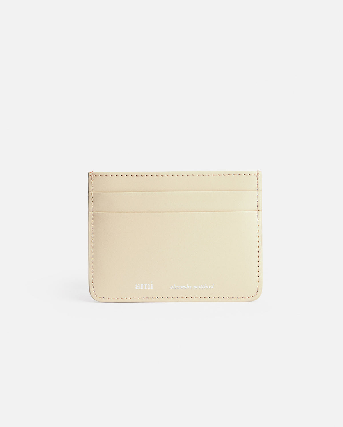Ami Smooth Leather Card Holder - Cream