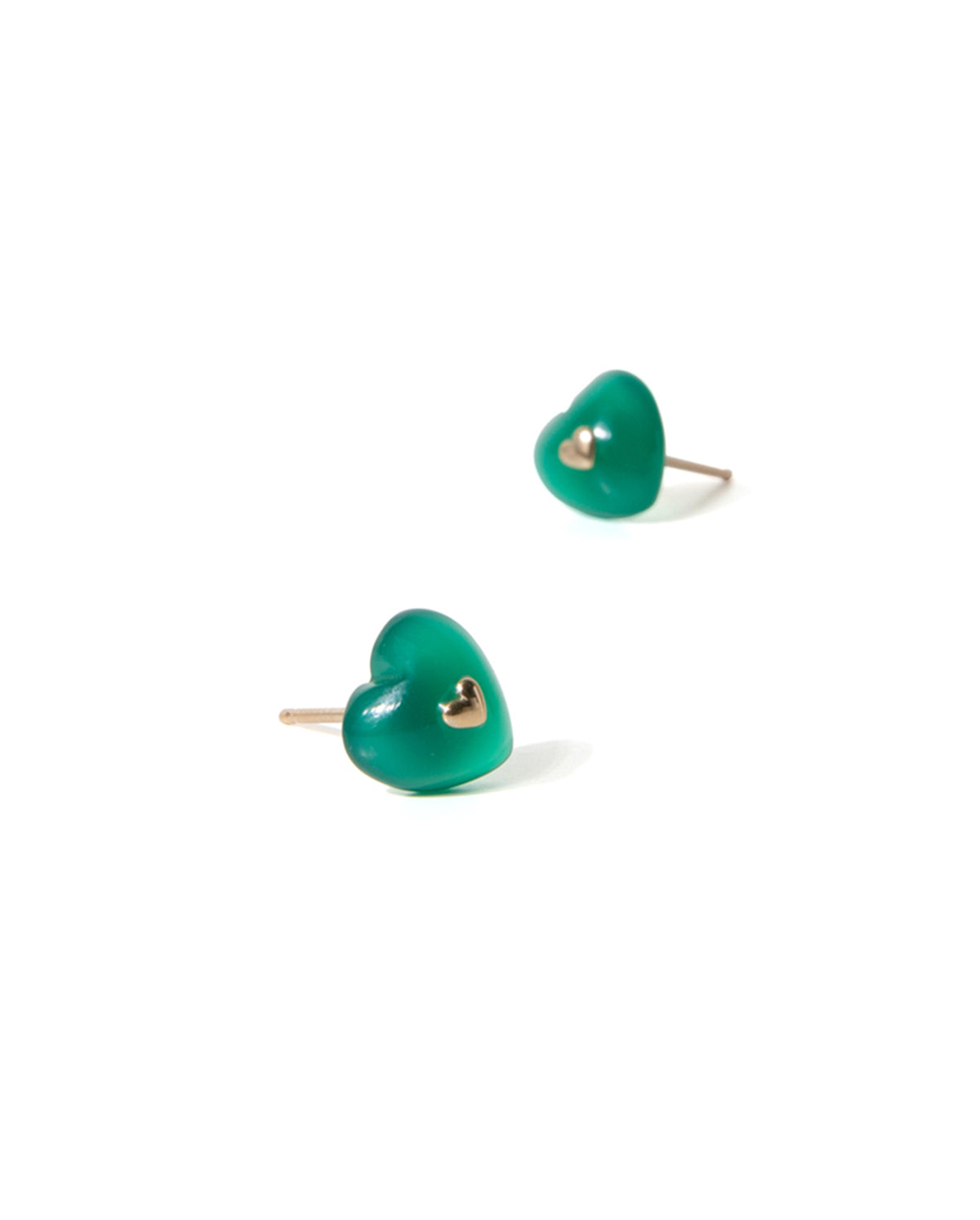 Very Vintage Green Chalcedony Heart Earrings