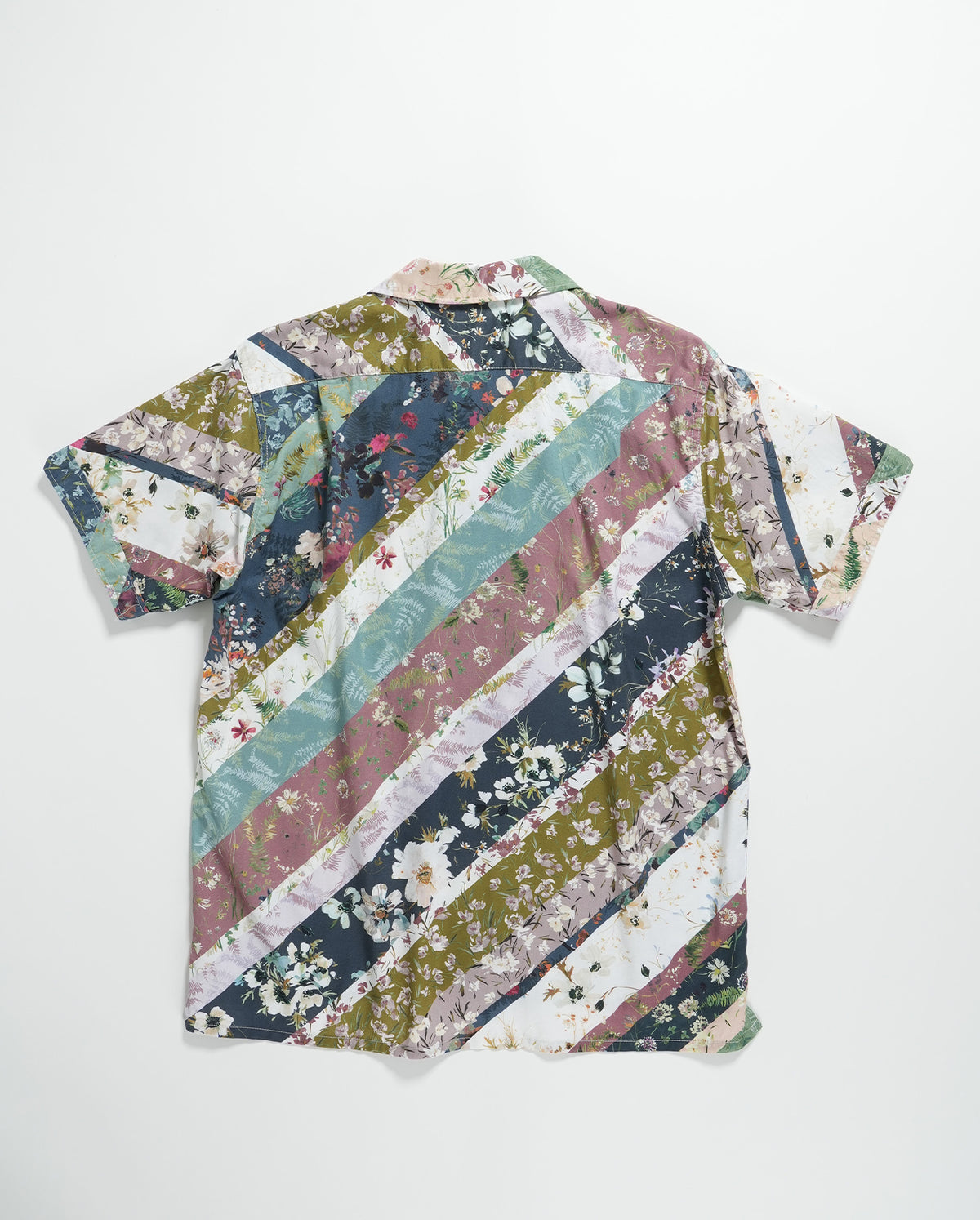 Camp Shirt In Diagonal Stripe Patchwork