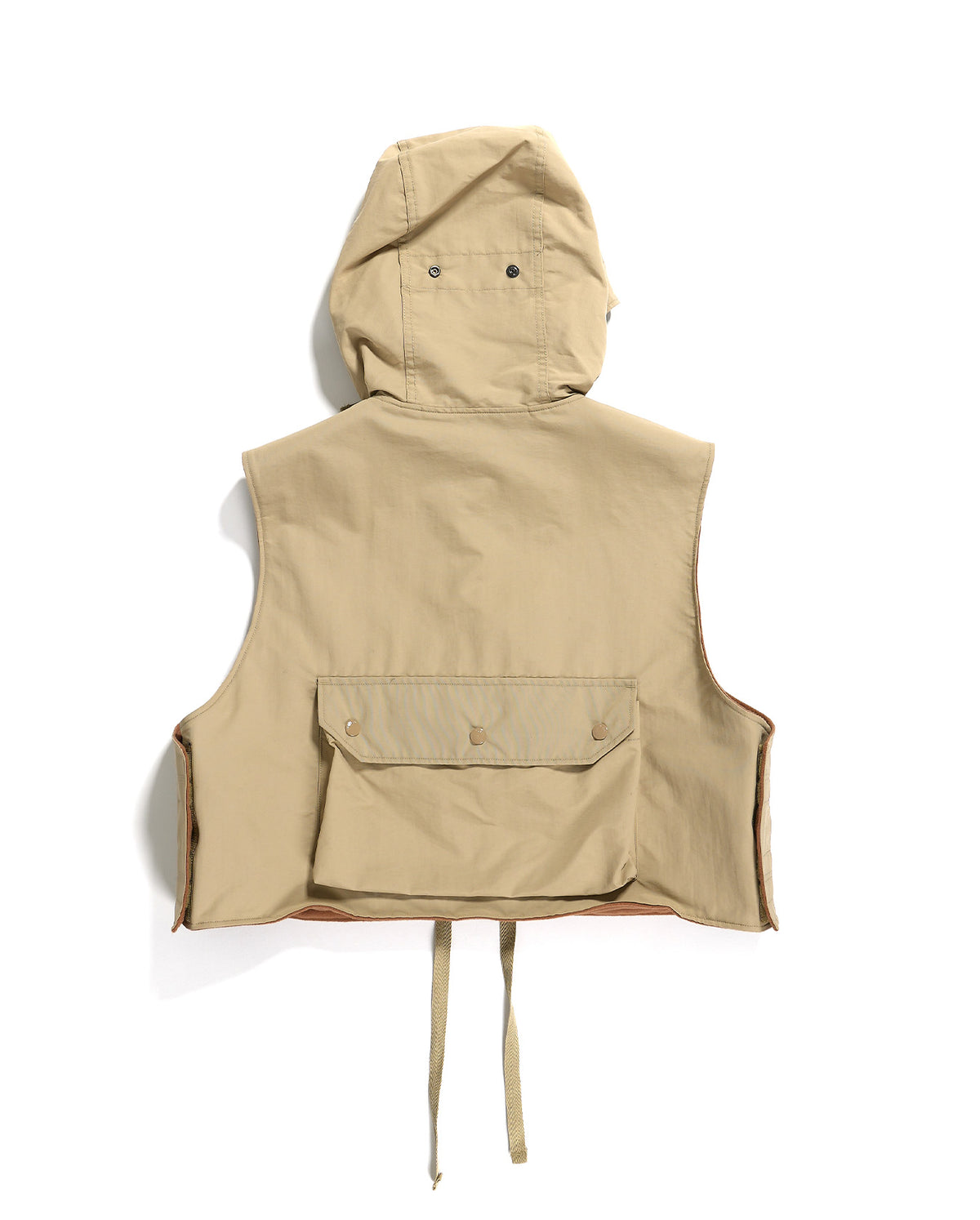 Hooded Short Vest Nylon Poplin - Khaki