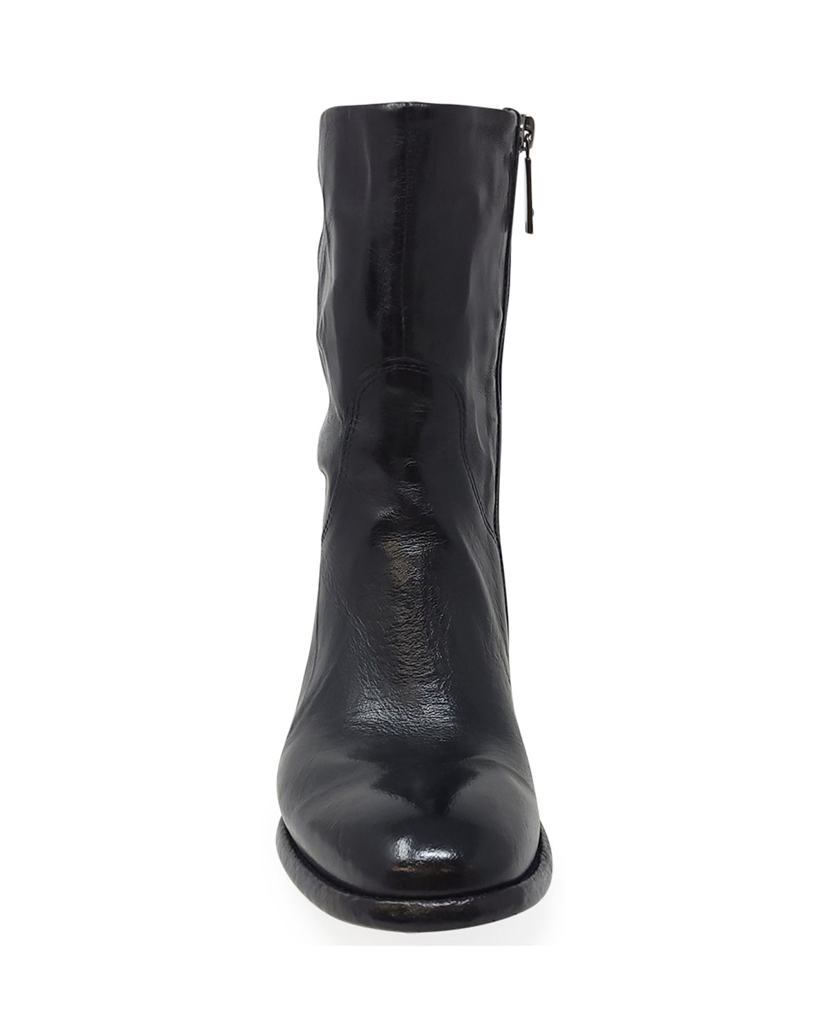Black Leather Mid Calf Boot