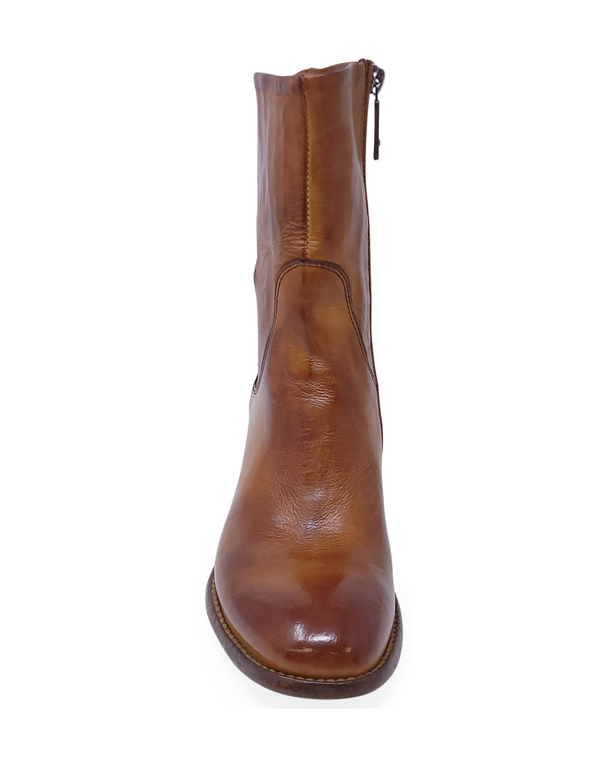 Brown Leather Mid Calf Boot