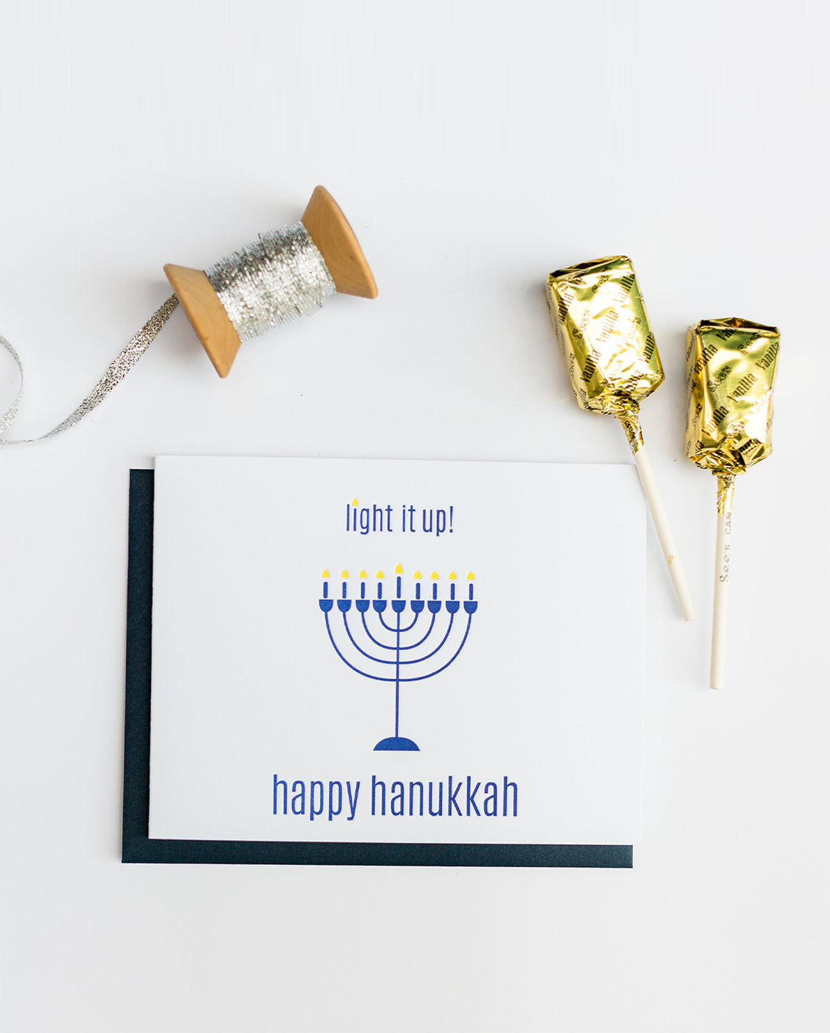 Light It Up Hanukkah - Letterpress Card