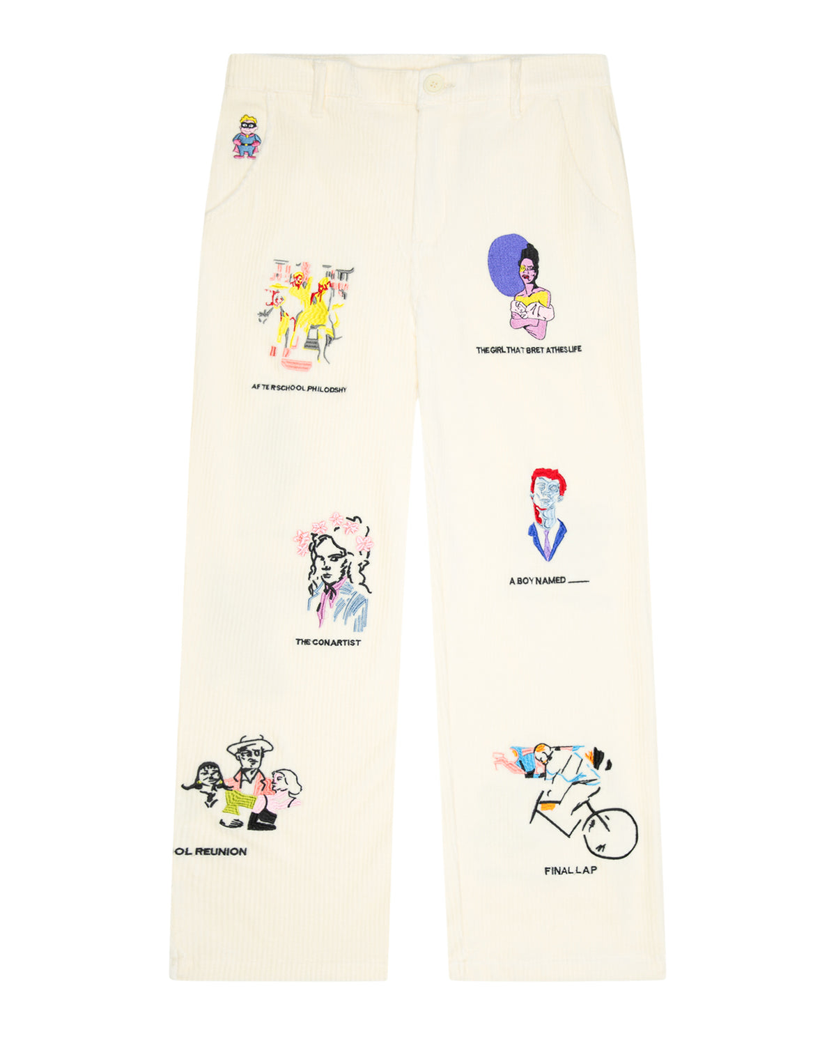 Museum Cord Embroidered Pant - Cream