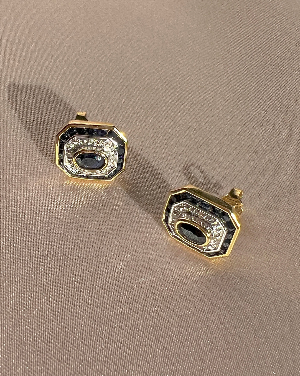 Sapphire Diamond Deco Earrings
