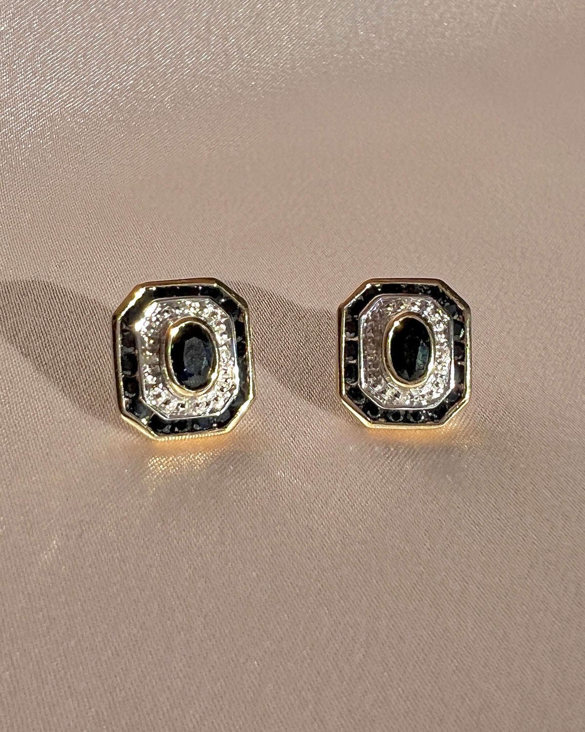 Sapphire Diamond Deco Earrings