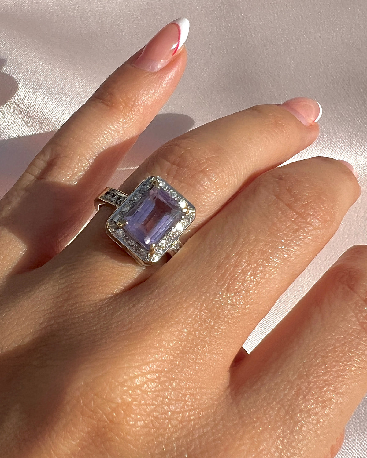 Vintage Amethyst Diamond Halo Ring