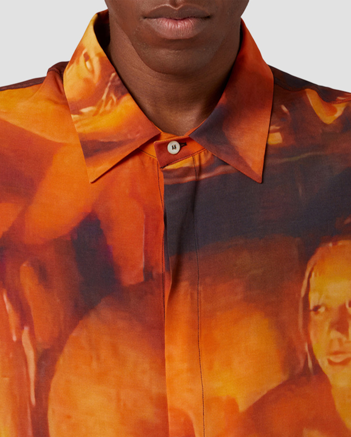 Long Sleeve Shirt In Orange Watercolor