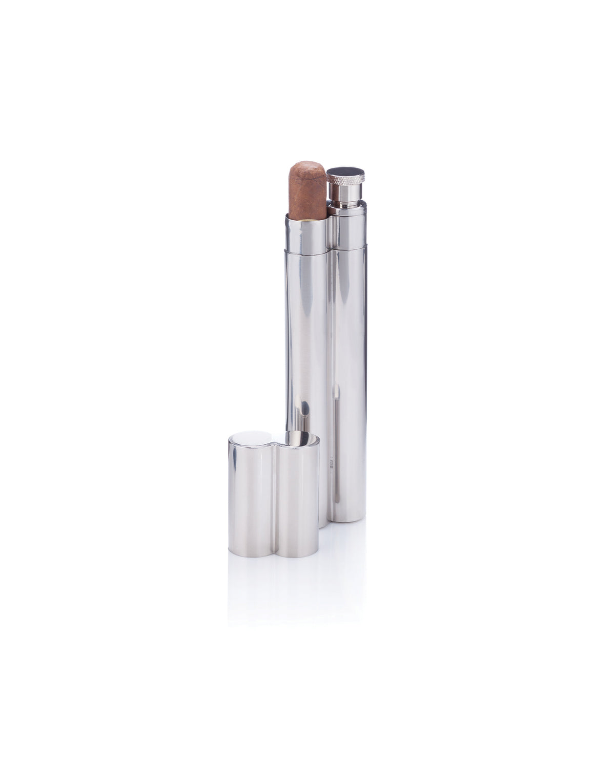 Stainless Steel Cigar Holder And 2 Oz Flask