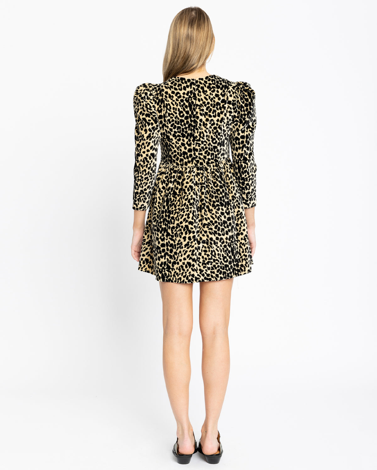 Square Neck Mini Prairie Dress In Leopard