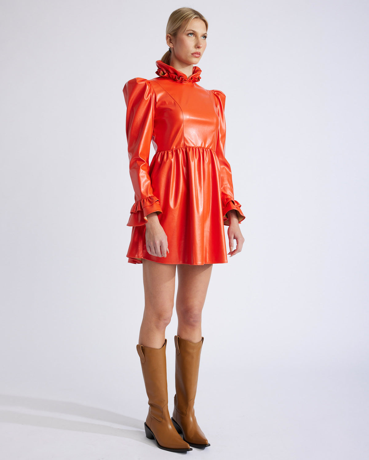 Mini Prairie Dress In Blood Orange PVC