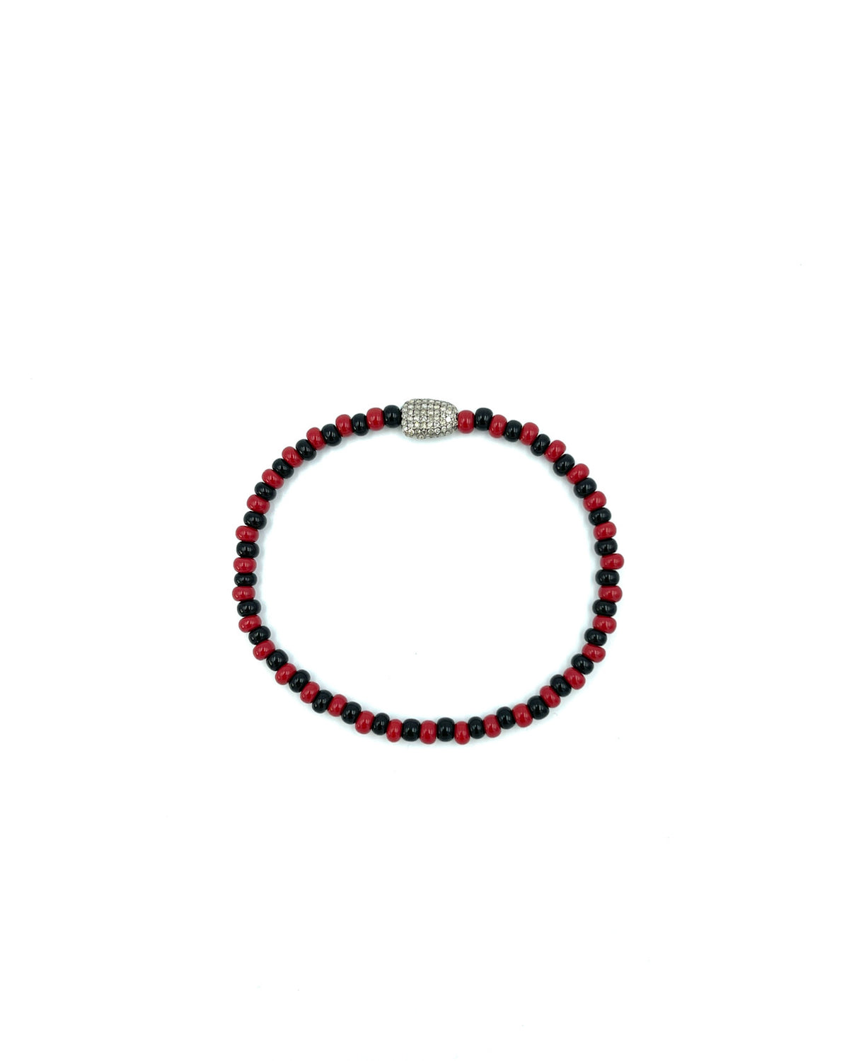 Diamond Pear Beaded Bracelet - Black/Red