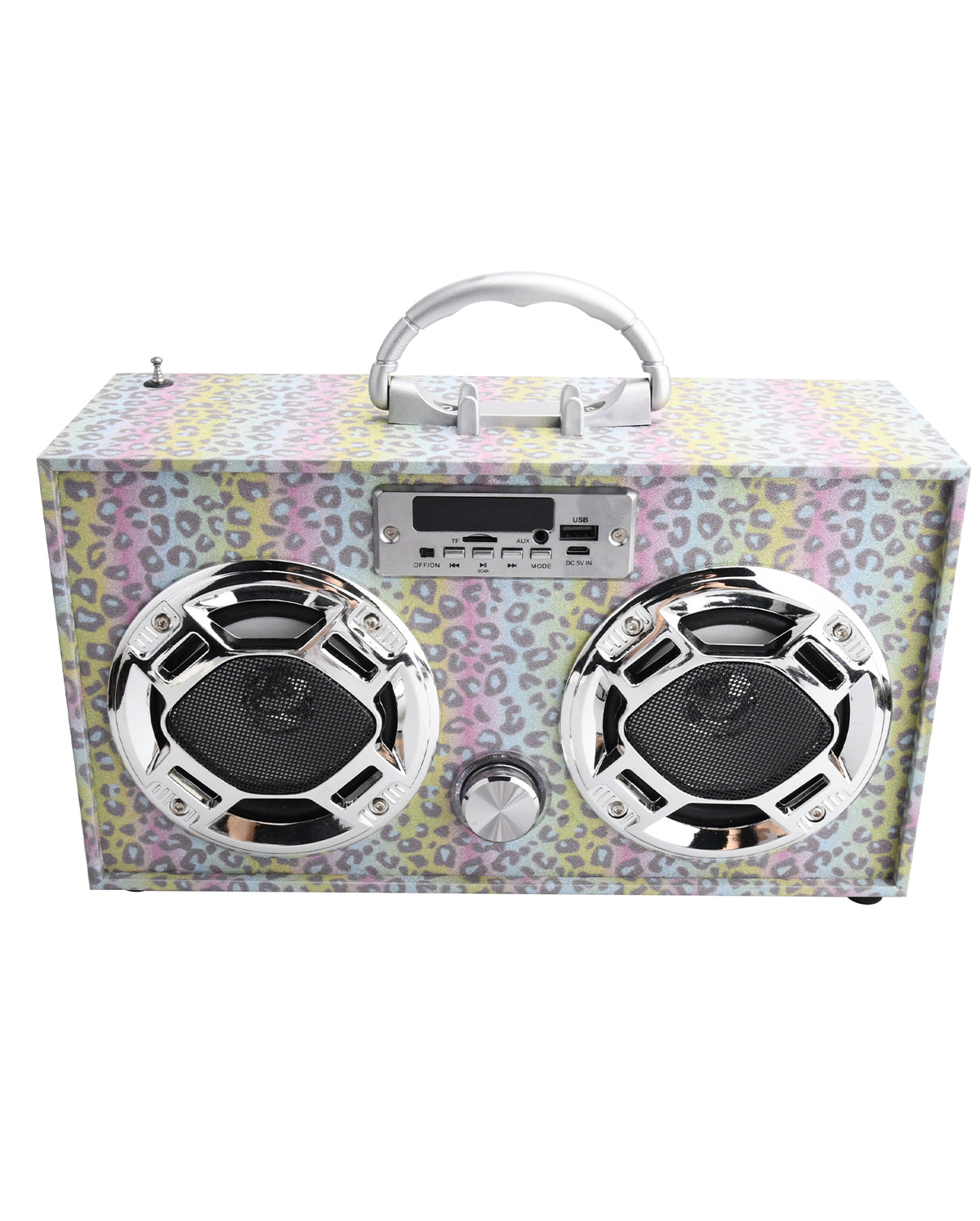 Leopard Glitter Boombox - Bluetooth With Led Lights