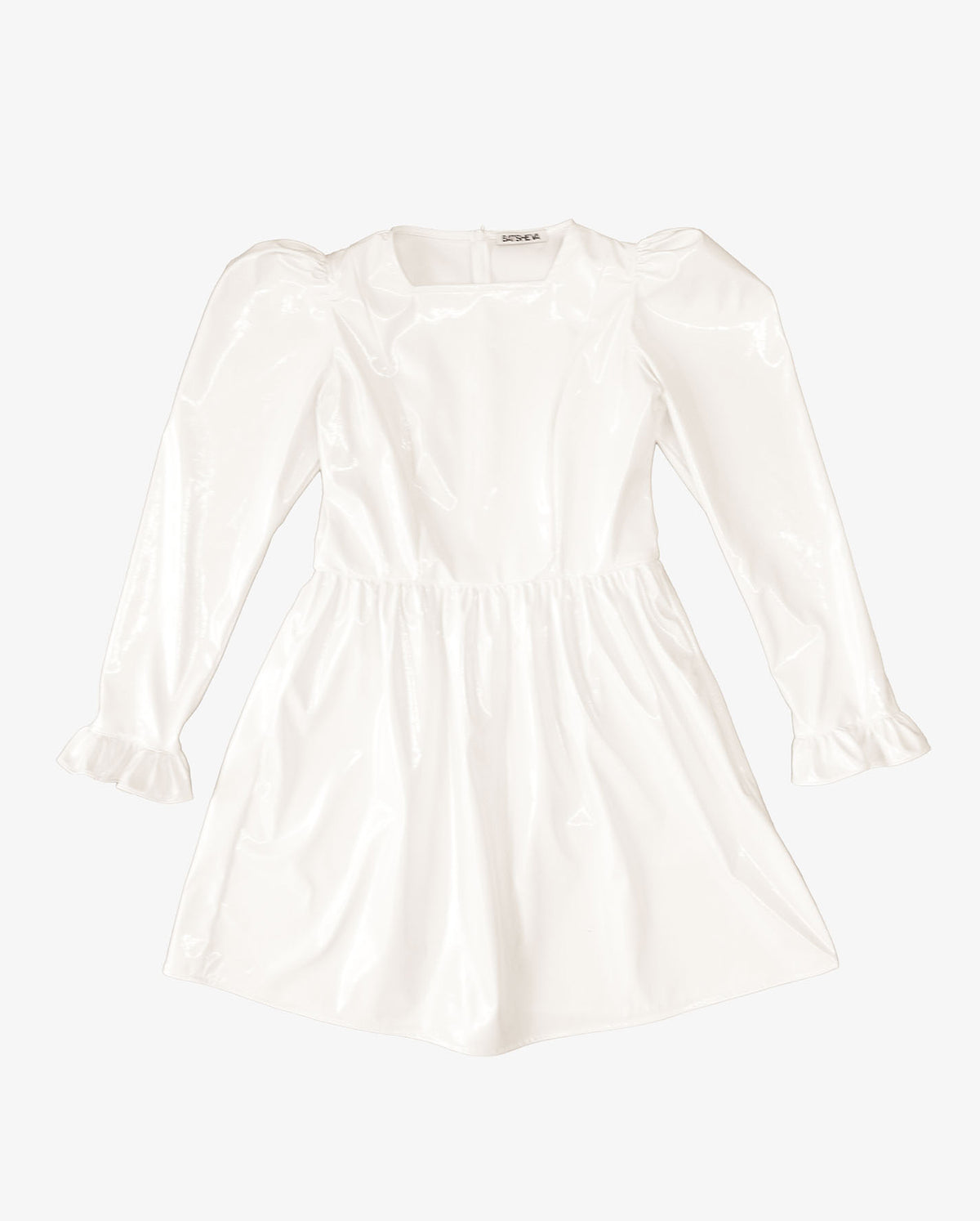 Square Neck Mini Prairie Dress In White