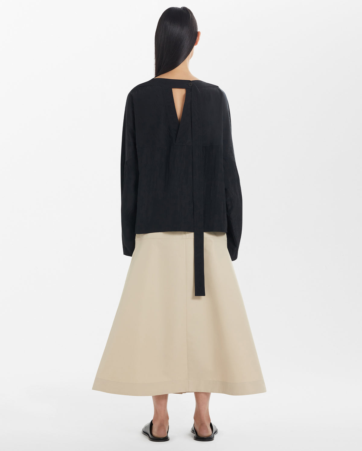 Carmen Paneled Skirt With Front Vent - Pearl