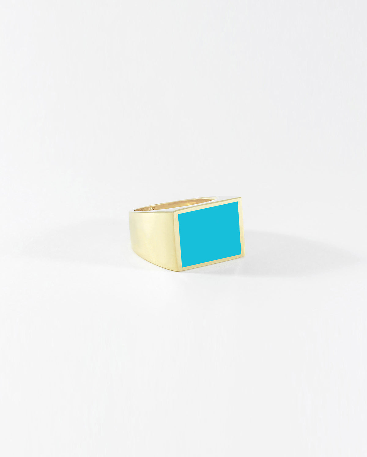 Signet Ring Brass With Turquoise Inlay