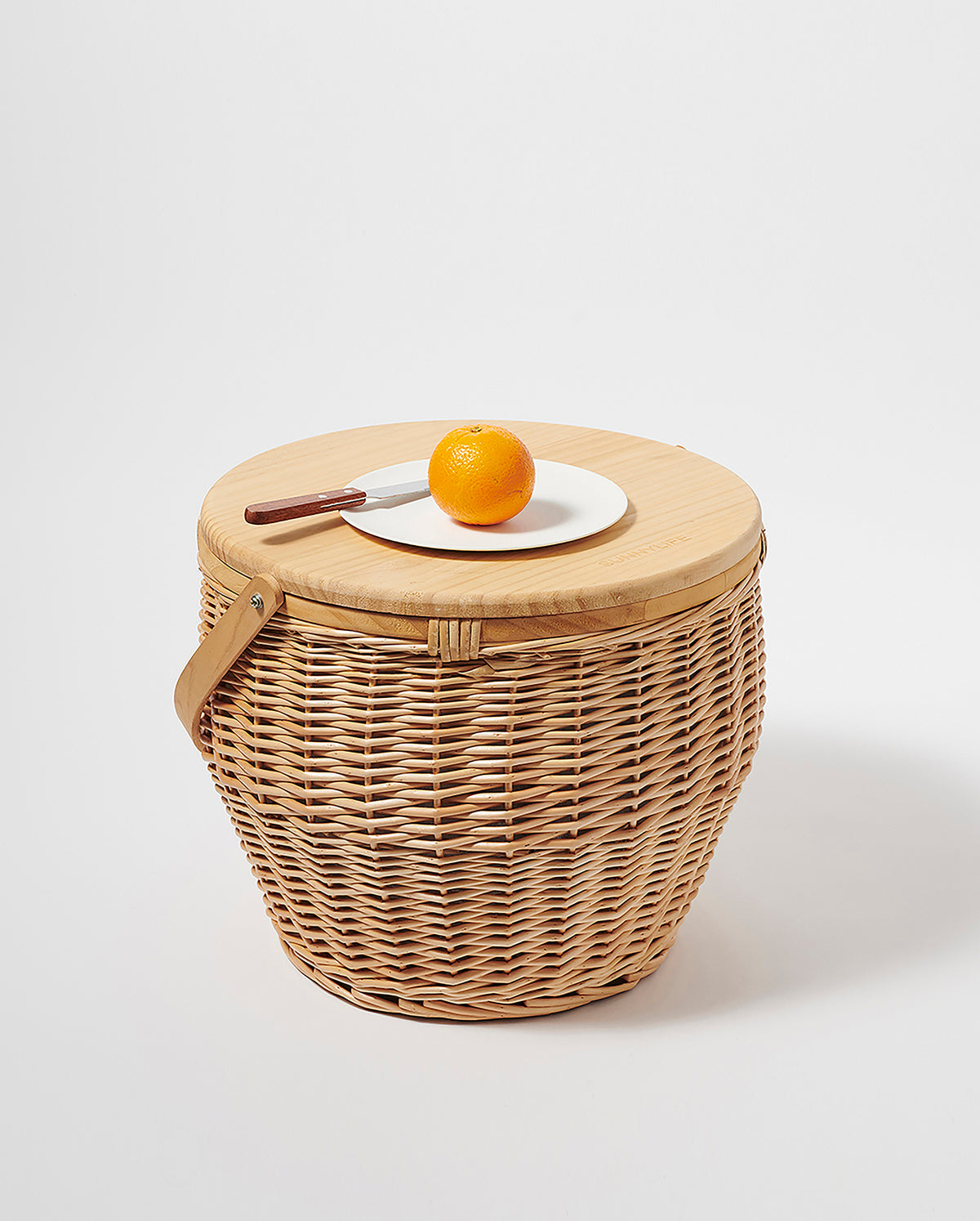 Round Picnic Cooler Basket Natural