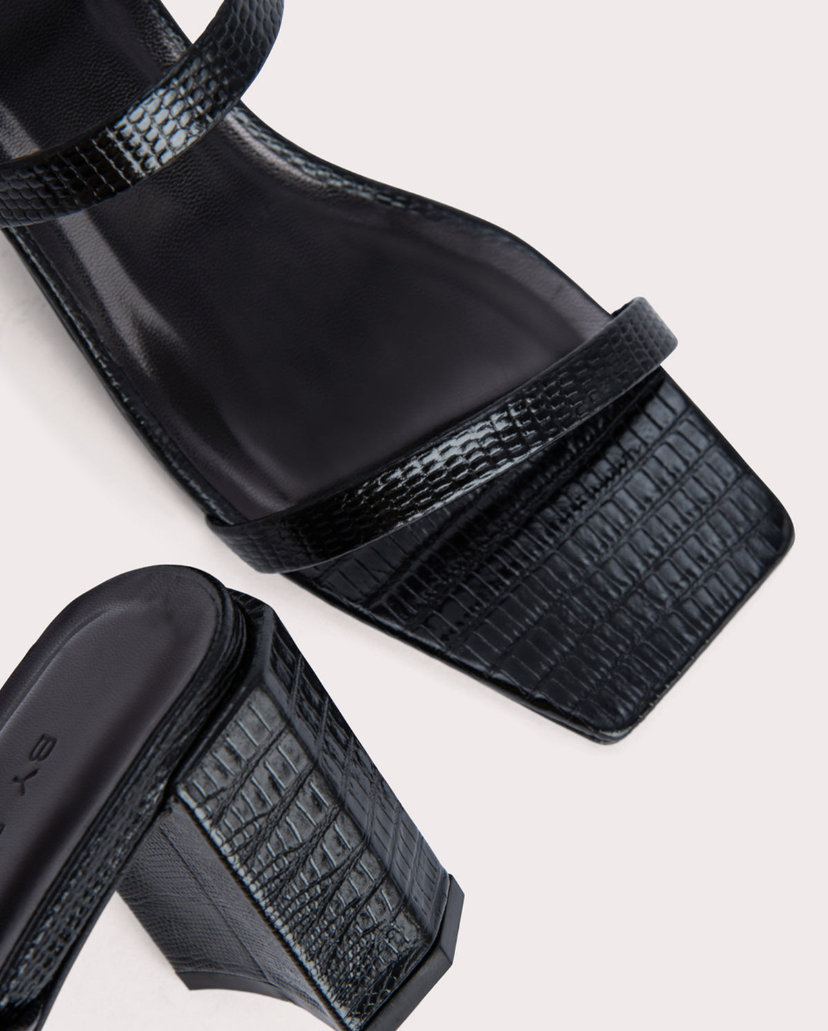 Tanya Black Lizard Embossed Leather